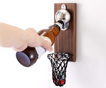 Basketball Bottle Opener with Cap Collector Net