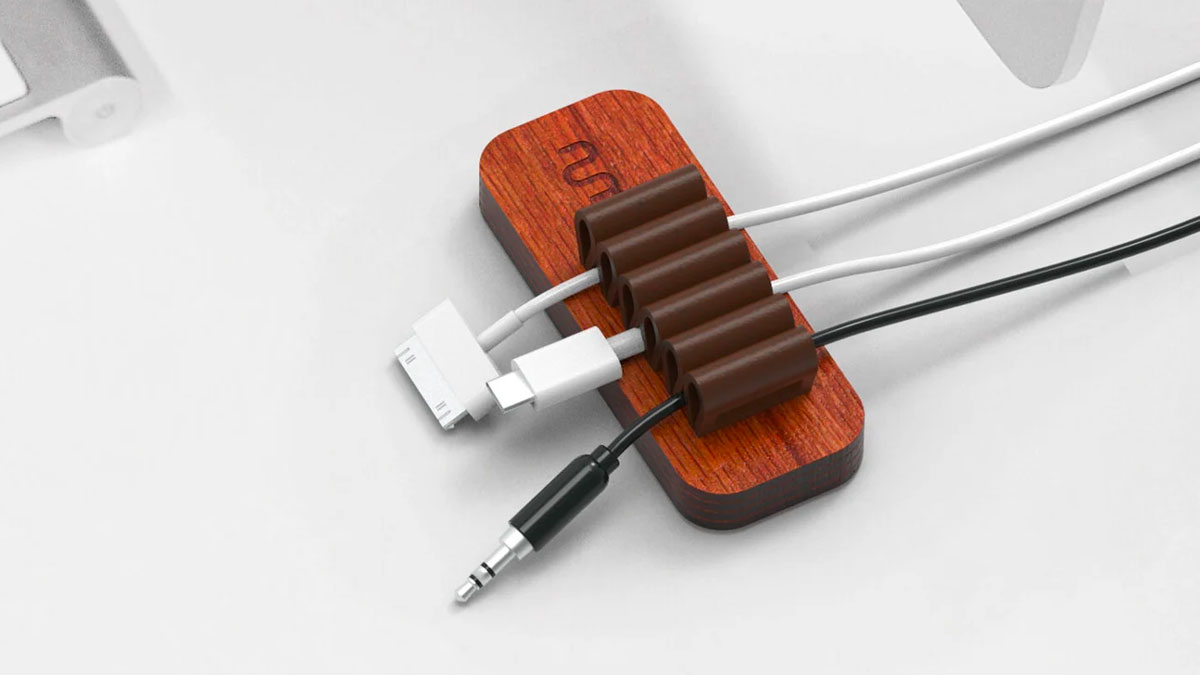 Wood & Leather Cable Organizers Wood & Leather Cable Organizers