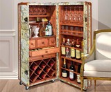 World Map Cocktail Bar Steamer Trunk