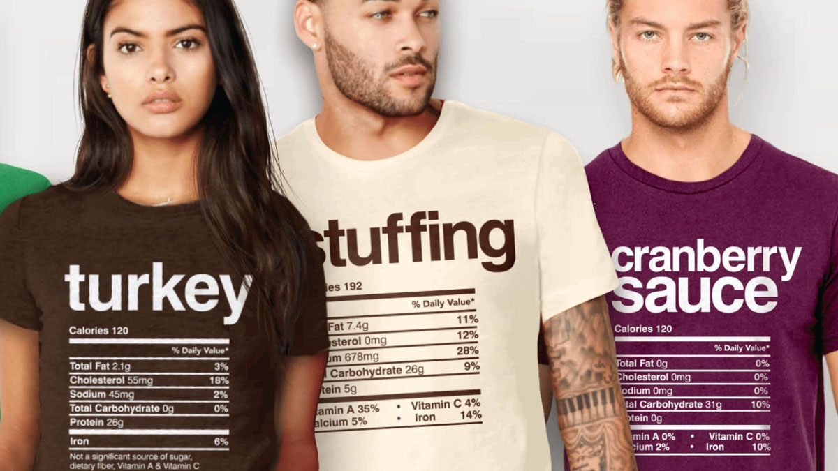 Thanksgiving Dinner Nutrition Label Shirts Thanksgiving Dinner Nutrition Label Shirts