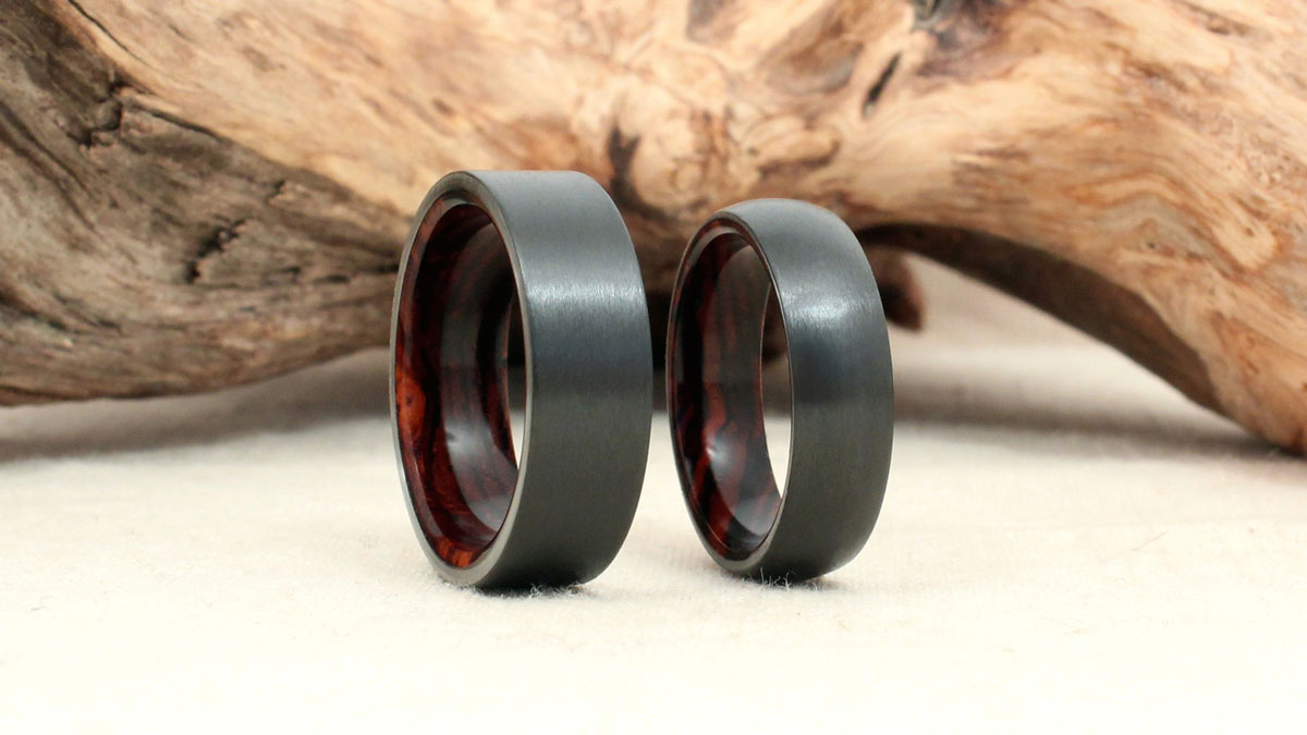 Black Zirconium & Wood Ring Black Zirconium & Wood Ring