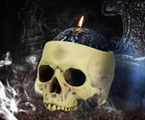 Skull Candle Holder with Bleeding Brain Candle