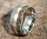 Meteorite & Dinosaur Bone Inlaid Rings
