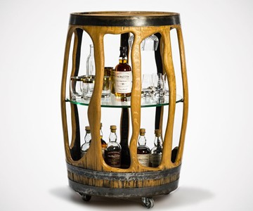 The Balvenie Reclaimed Whiskey Barrel Bar Cart The Balvenie Reclaimed Whiskey Barrel Bar Cart