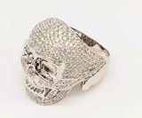 David Yurman Black Diamond & Ruby Wave Skull Ring