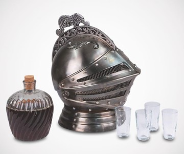 Medieval Knight's Helmet Decanter Set Medieval Knight's Helmet Decanter Set