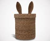 Bunny Ears Seagrass & Rattan Storage Basket