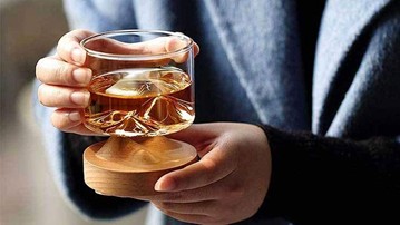 Mt. Fuji Glass with Wooden Coaster