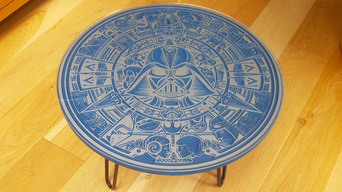 Hand-Carved Star Wars Table Hand-Carved Star Wars Table