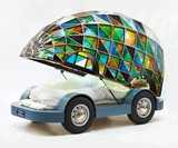 Stained Glass Driverless Sleeper Car of the Future