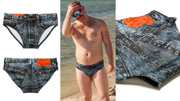 Houston Hog Holster Black Acid Wash Jean Swim Brief Houston Hog Holster Black Acid Wash Jean Swim Brief