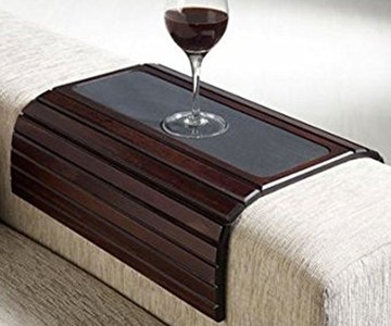 Slatted Wood Sofa Arm Tray Table Slatted Wood Sofa Arm Tray Table