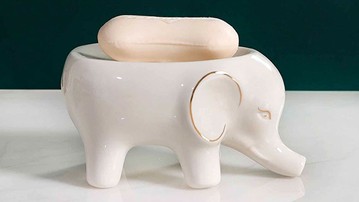 Elephant Soap Dish with Water-Draining Trunk Elephant Soap Dish with Water-Draining Trunk