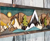 Buttons & Pearl 3D Layered Wood Mountain Wall Art