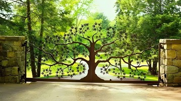 Handcrafted Metal Tree Driveway & Side Gates Handcrafted Metal Tree Driveway & Side Gates