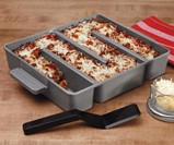 Baker's Edge Lasagna Cooked on Table in Pan