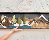 Buttons & Pearl 3D Layered Wood Mountain Wall Art