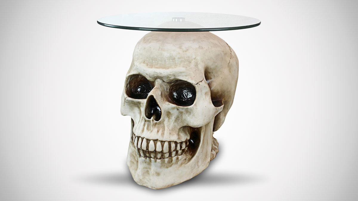 Lost Souls Gothic Skull Glass-Topped Table Lost Souls Gothic Skull Glass-Topped Table