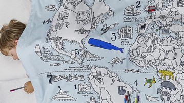 Doodle World Map Duvet Cover