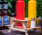 Mini Picnic Table Beer Holder or Condiment Rack