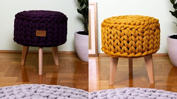 Chunky Knitted Pouf Stool
