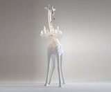 Life-Size Baby Giraffe Holding a Chandelier Light