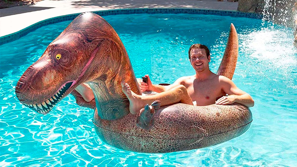 Motorized Inflatable T-Rex Ride-On Pool Float Motorized Inflatable T-Rex Ride-On Pool Float