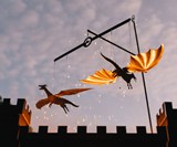 Campfire Flyers Flame-Powered Kinetic Dragon Sculpture