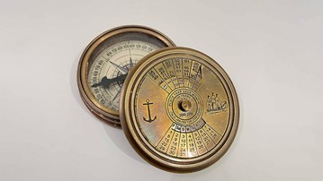 Nautical Brass 100-Year Calendar Compass