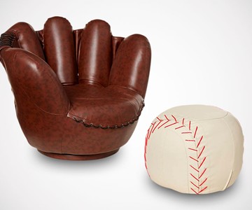 Baseball Mitt Chair & Ball Ottoman Baseball Mitt Chair & Ball Ottoman