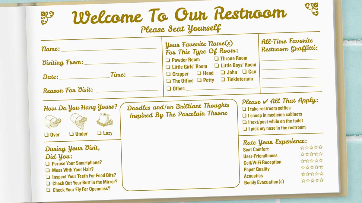 Bathroom Guest Book Bathroom Guest Book