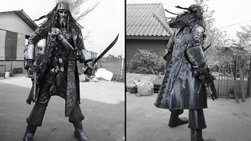 Recycled Metal Pirate Statue Recycled Metal Pirate Statue