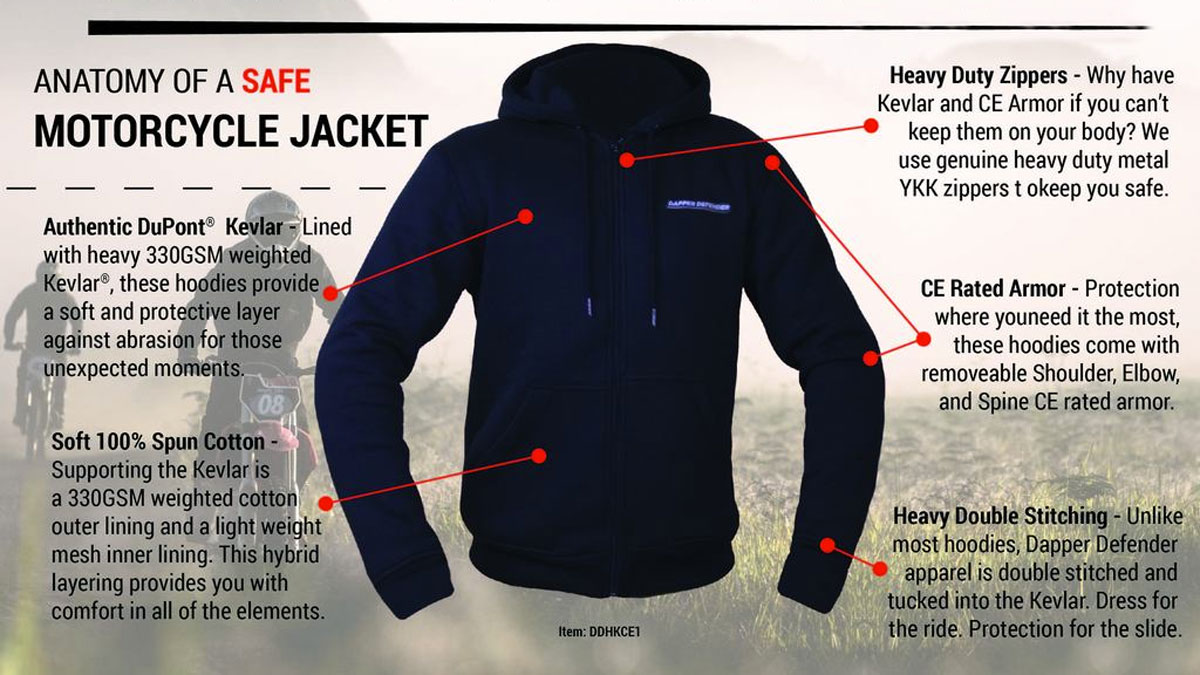Dapper Defender Armored Kevlar Motorcycle Hoodie Dapper Defender Armored Kevlar Motorcycle Hoodie