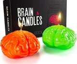 Skull Candle Holder with Bleeding Brain Candle