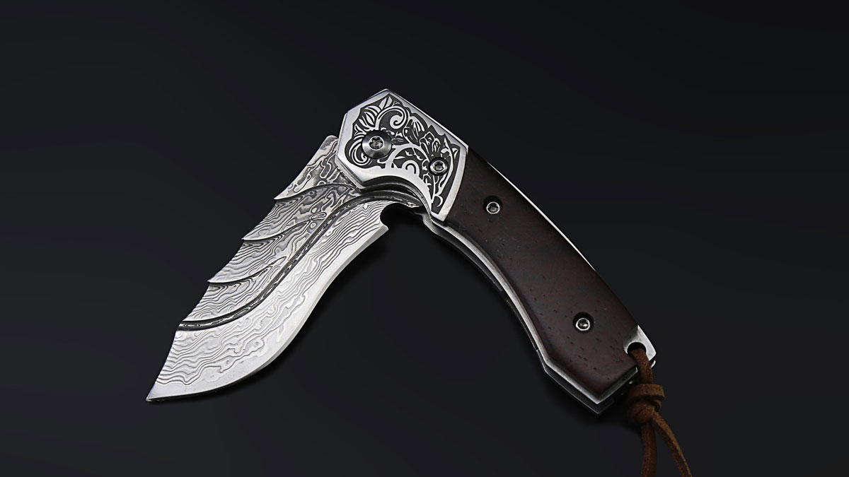 Romance of Men Windtalker Damascus Steel Folding Knife Romance of Men Windtalker Damascus Steel Folding Knife