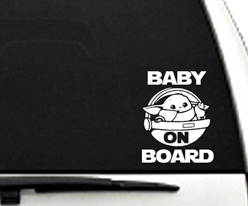 Baby Yoda Baby on Board Windshield Decal Baby Yoda Baby on Board Windshield Decal