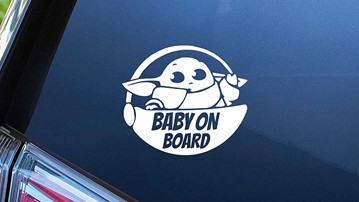 Baby Yoda Baby on Board Windshield Decal Baby Yoda Baby on Board Windshield Decal