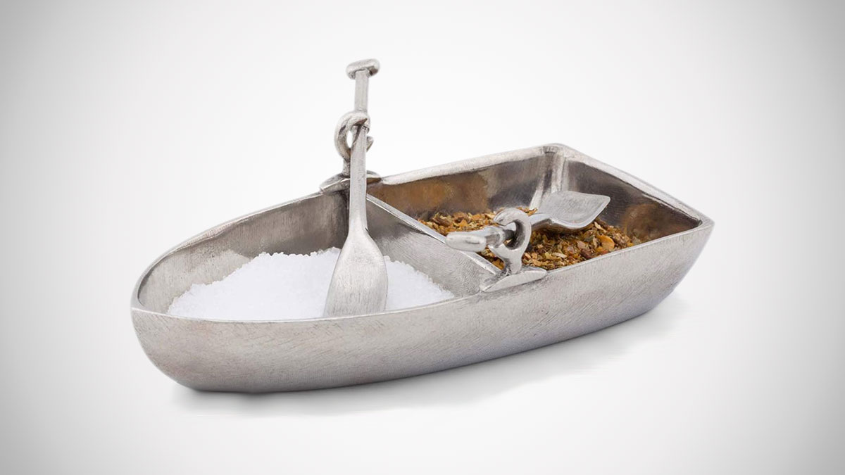 Pewter Row Boat Salt & Pepper Cellar