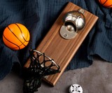 Basketball Bottle Opener with Cap Collector Net