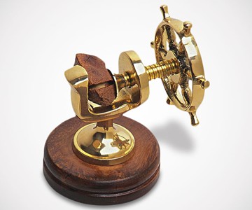 Brass Ship Wheel Nutcracker