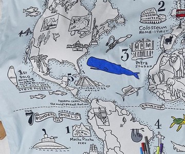 Doodle World Map Duvet Cover