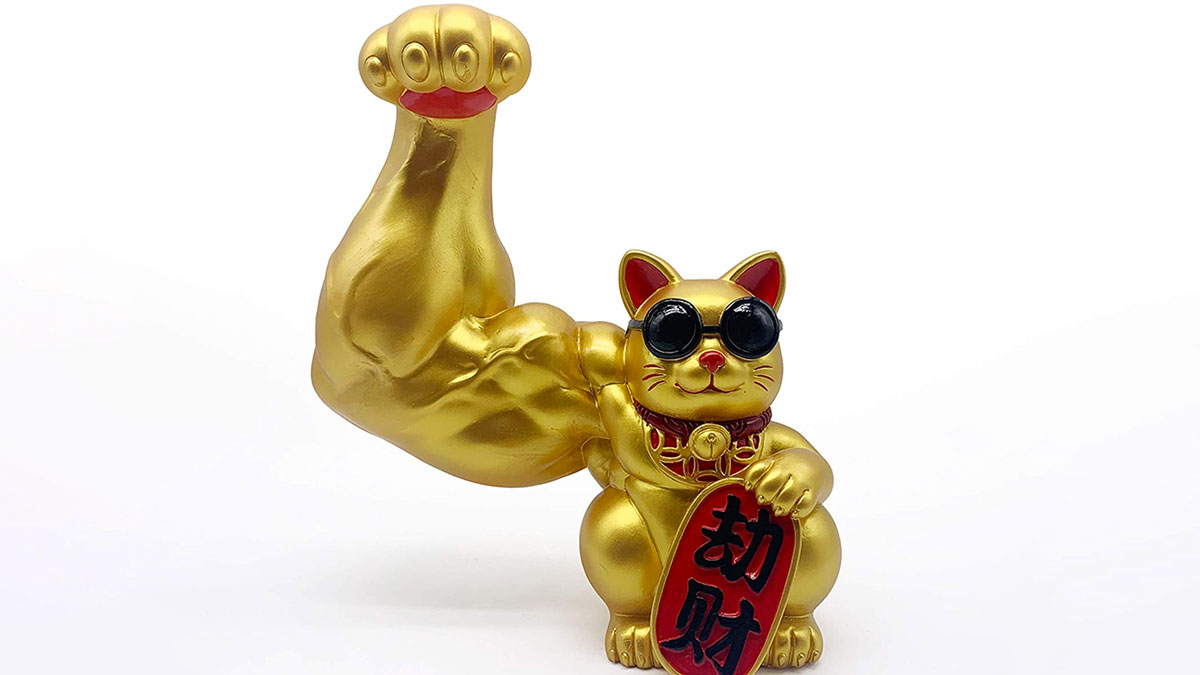 Strong Arm Maneki-Neko Good Luck Cat