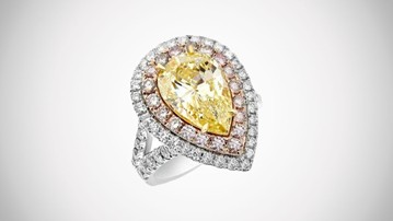 6.88-Carat Yellow, Pink & White Diamond Engagement Ring 6.88-Carat Yellow, Pink & White Diamond Engagement Ring