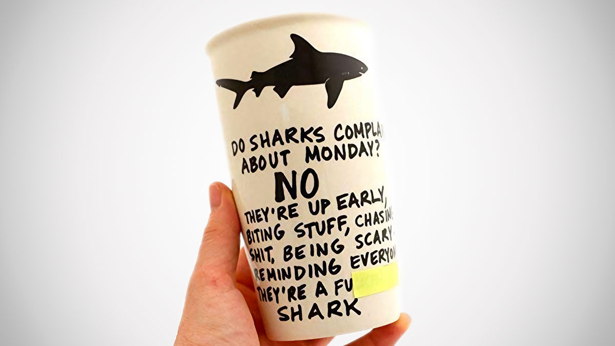 Mature Monday Shark Travel Mug