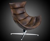 Bomber Jacket Leather Swivel Cocoon Chair
