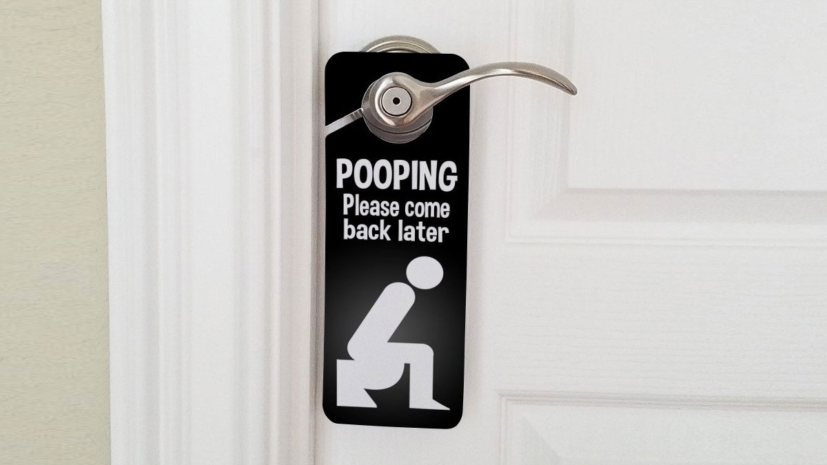 Pooping Please Come Back Later Door Knob Sign Pooping Please Come Back Later Door Knob Sign