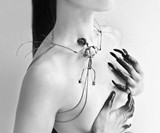 Sterling Silver Bat Skeleton Necklace