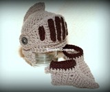 Crocheted Knight's Helmet & Booties for Infants