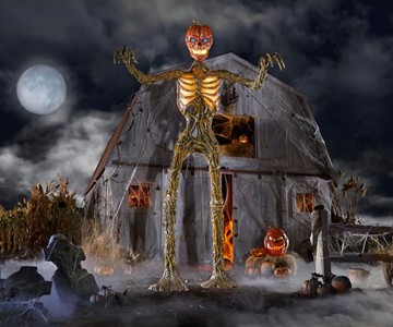12' Inferno Pumpkin Skeleton with LCD Eyes