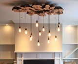 Custom Live-Edge Olive Wood Chandelier